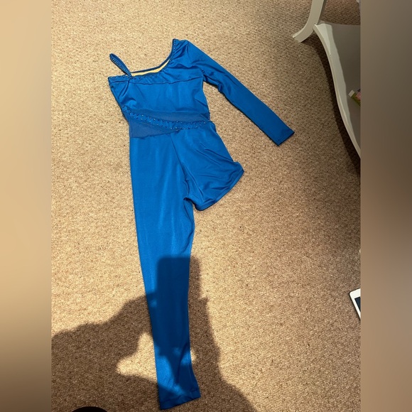 The Lineup River Unitard – Blue One-Sleeve, One-Leg Jazz/Contemporary Costume - Picture 3 of 12